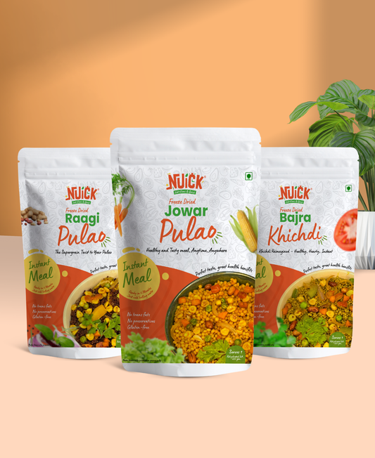 Combo of Jowar Pulao, Bajra Khichdi and Ragi Pulao | Freeze Dried Ready To Eat Instant Meal