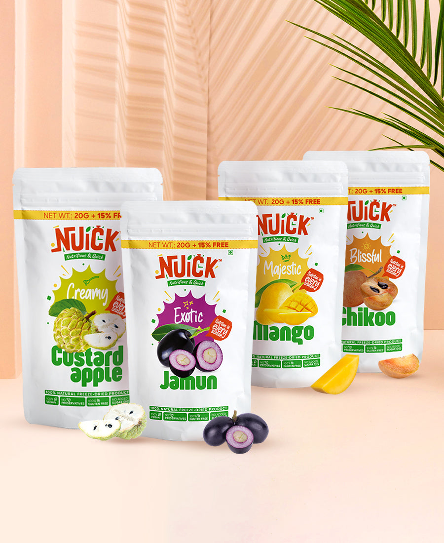 
      Combo of Freeze Dried Mango Chunks, Chikoo Slices, Custard Apple Chunk
 – Nuick Foods