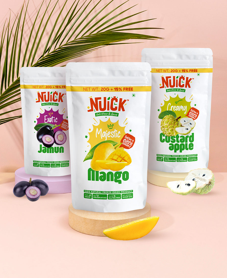 
      Combo of Freeze Dried Mango Chunks, Custard Apple Chunks and Jamun
 – Nuick Foods