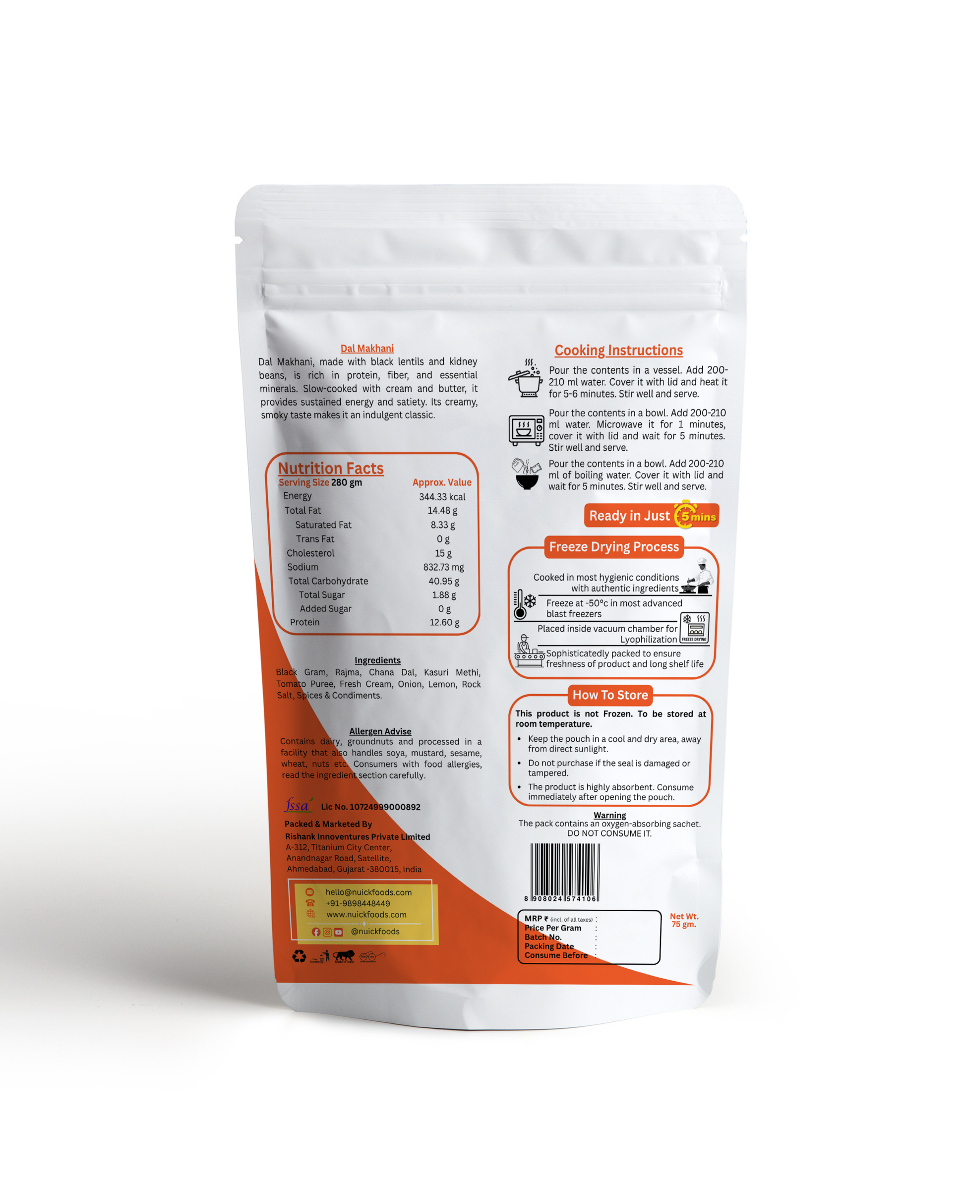 Combo of Dal Makhani and Mixed Veg | Ready To Eat Freeze Dried Instant Meal