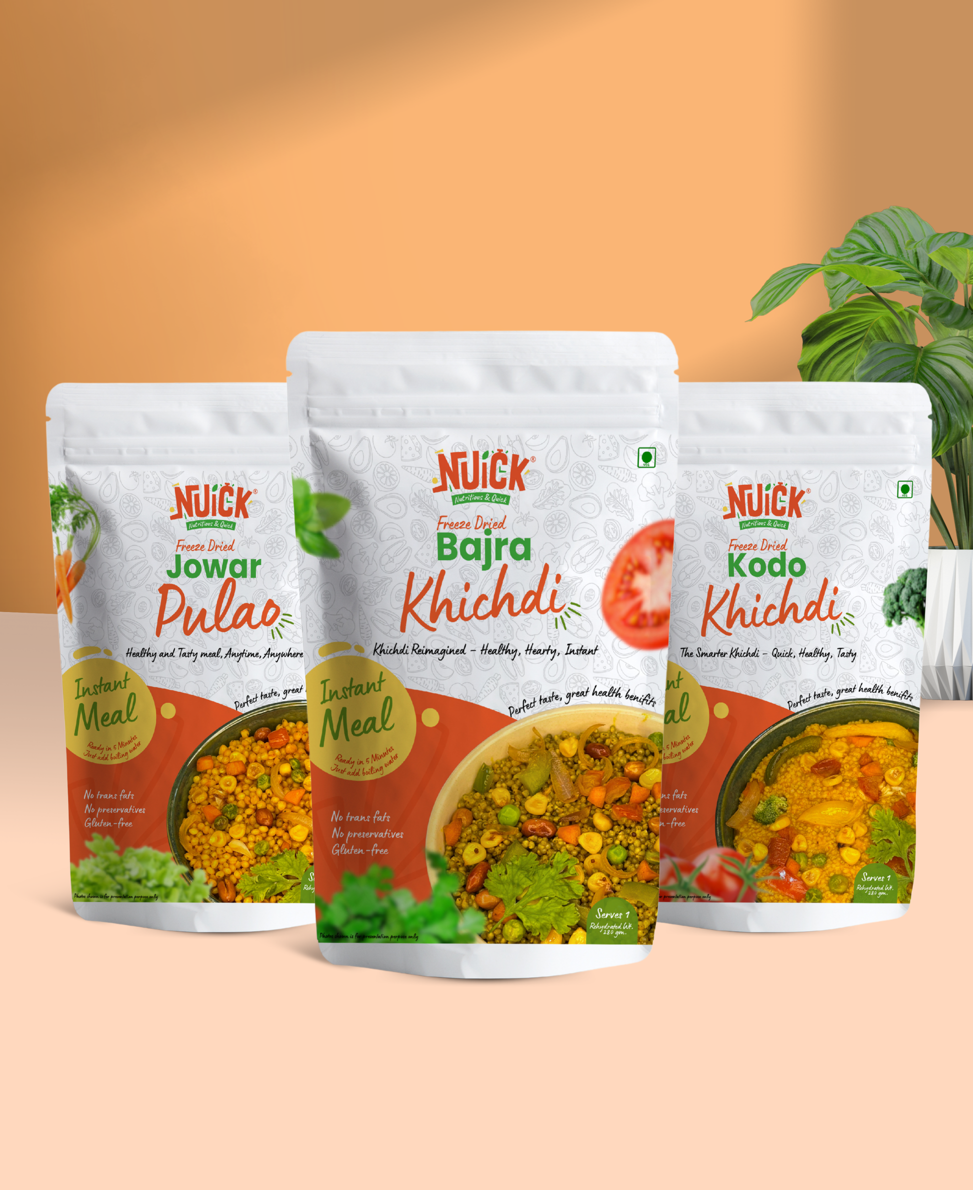 Combo of Jowar Pulao, Kodo Khichdi and Bajra Khichdi | Freeze Dried Ready To Eat Instant Meal