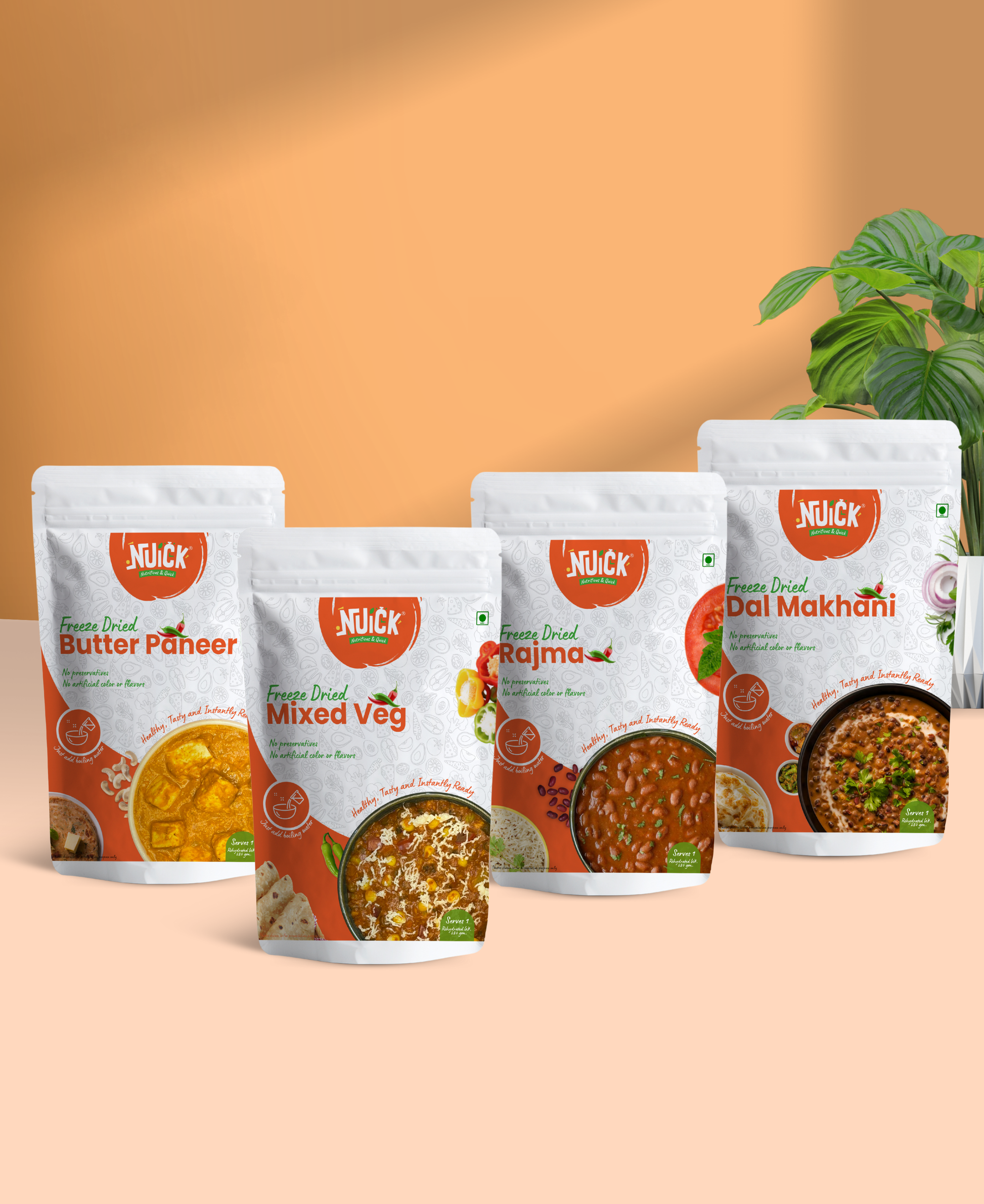 Combo of Dal Makhani, Rajma, Butter Paneer, Mixed Veg | Ready To Eat Freeze Dried Instant Meal