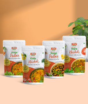 Combo of Jowar Pulao, Ragi Pulao, Kodo Khichdi and Bajra Khichdi | Freeze Dried Ready To Eat Instant Meal