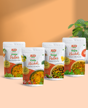 Combo of Jowar Pulao, Ragi Pulao, Kodo Khichdi and Bajra Khichdi | Freeze Dried Ready To Eat Instant Meal