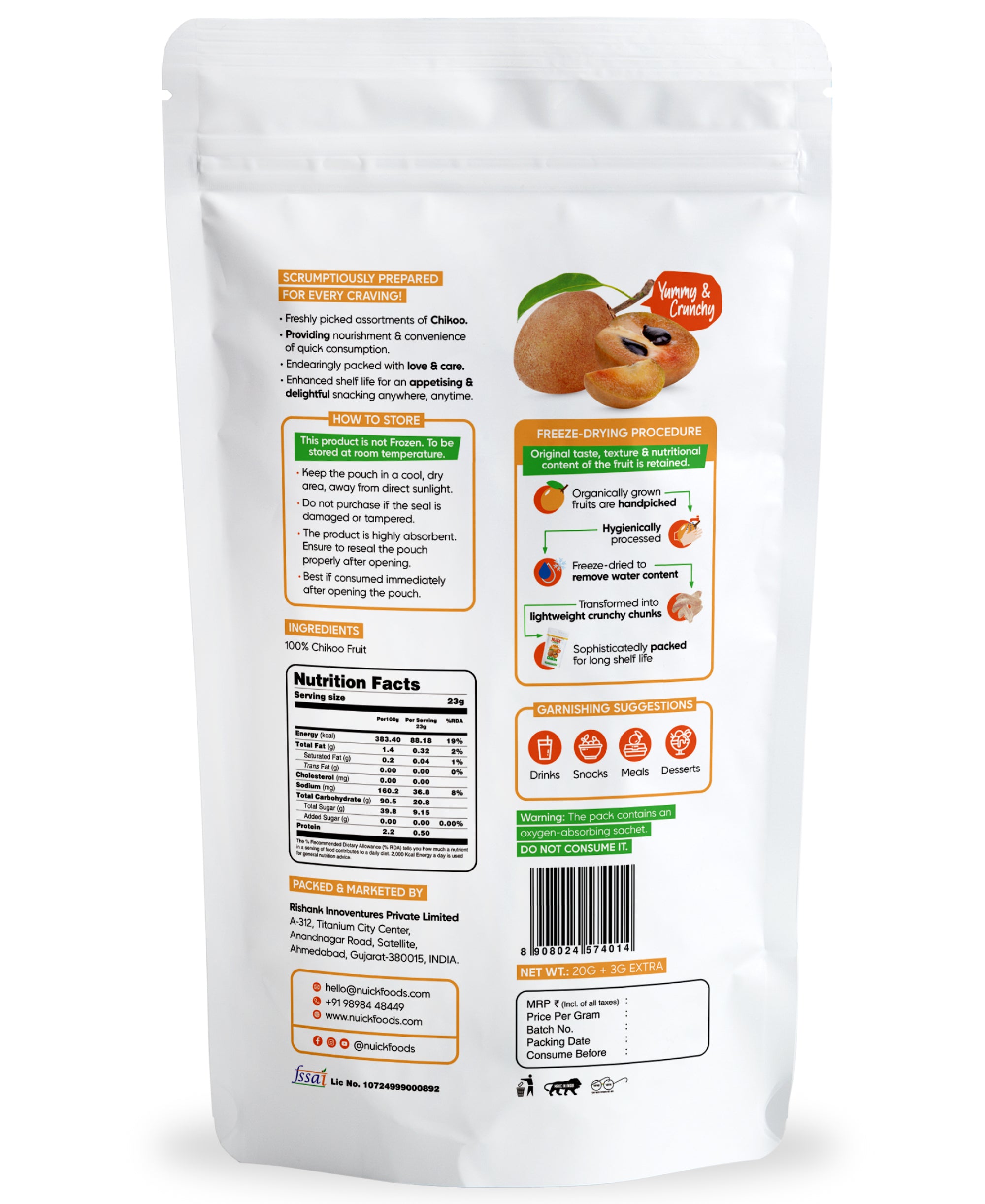 Freeze Dried Chikoo Slices – Nuick Foods